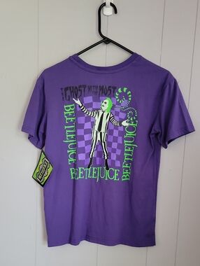 Beetle Juice Kids Shirt Small Purple Short Sleeve